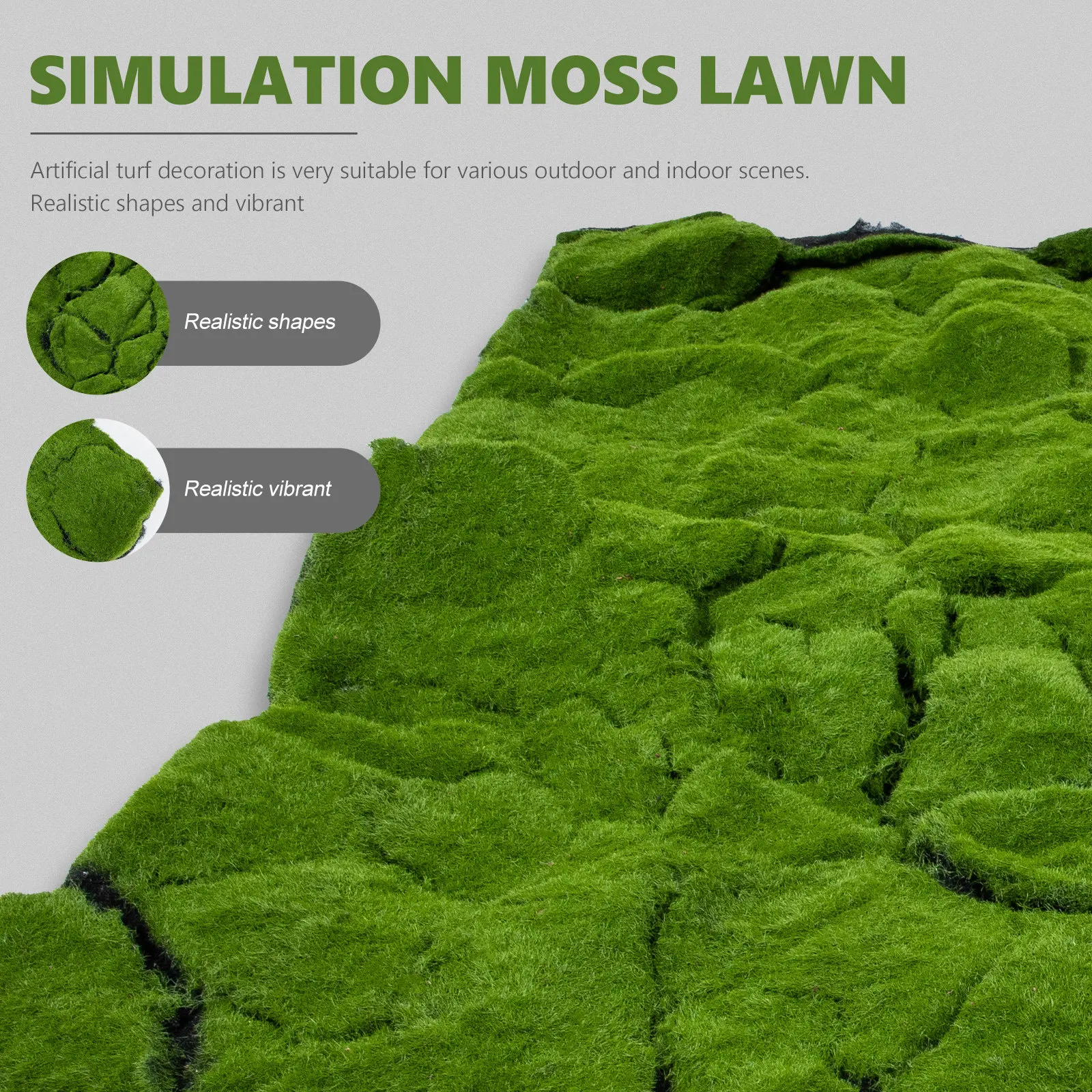 

Premium Artificial Grass Turf Simulation Moss Lawn Dense Realistic Fake Turf for Outdoor Garden Patio Balcony Indoor Living Room