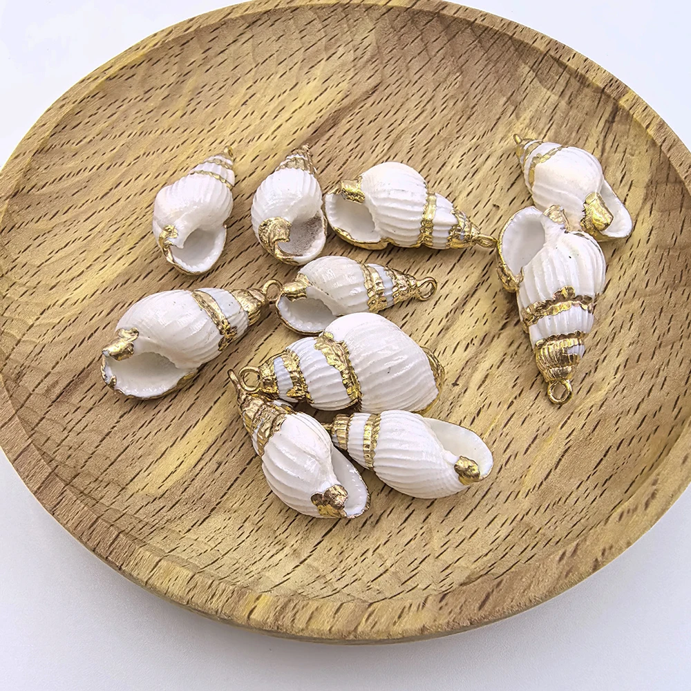 1PCS Golden edged White Conch Natural Conch Pendant Bead DIY Summer Beach Style Necklace Bracelet Accessories