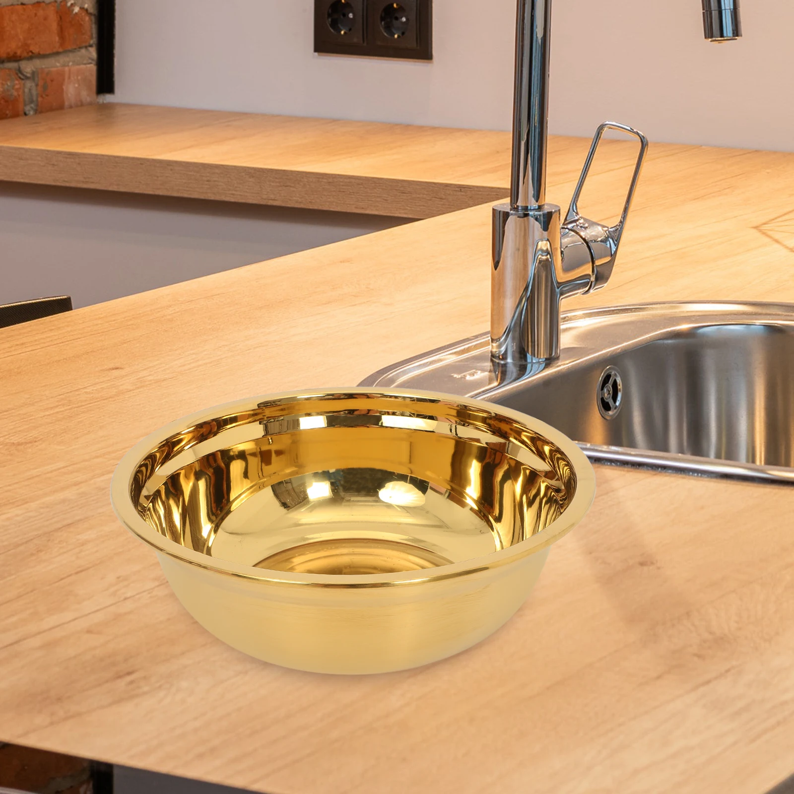 

Stainless Steel Basin Thick Kitchen Sink Basket Metal Mixing Bowl Large Salad Bowls Serving Prep Cleaning Vegetable Washing