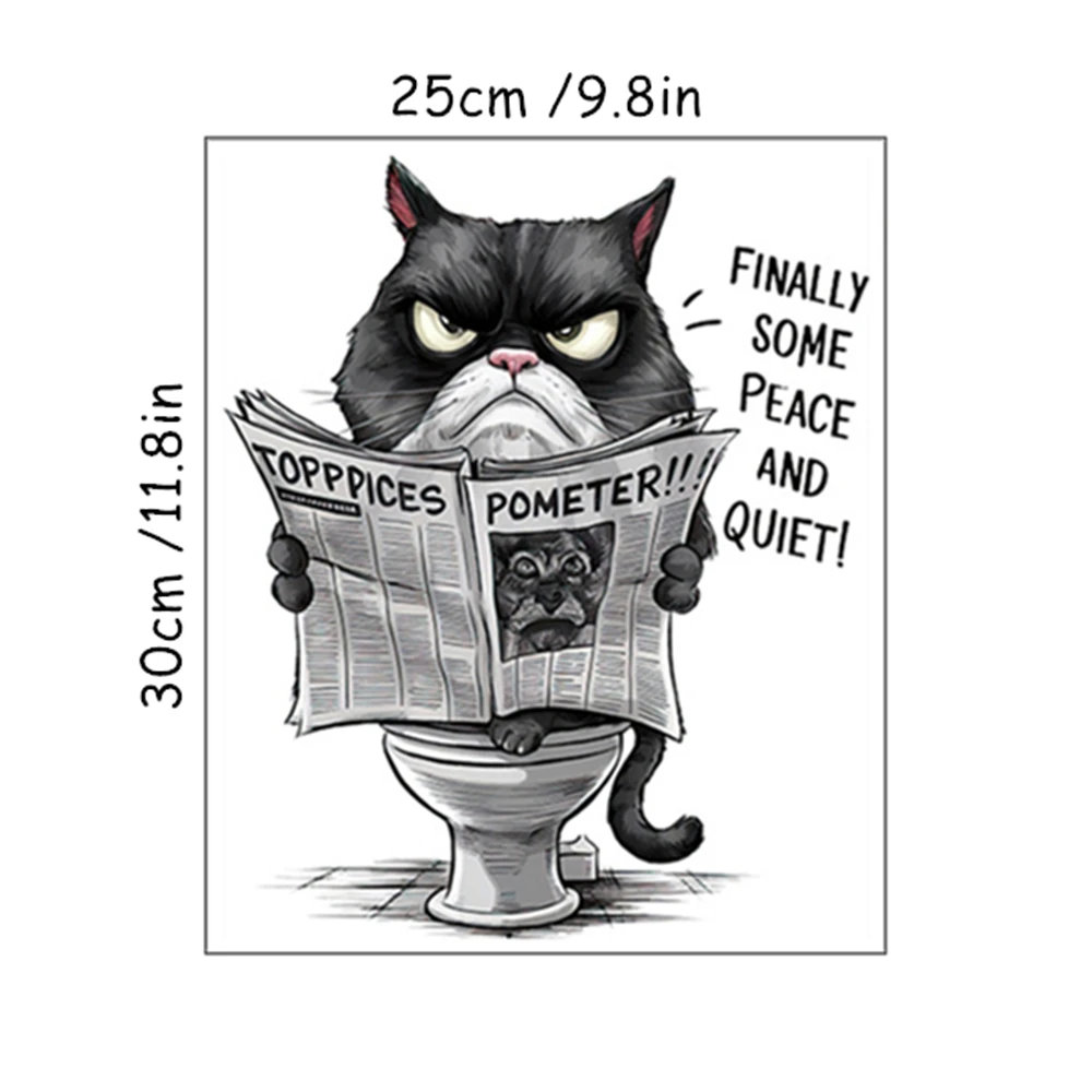 Funny Black Cat Reading Newspaper Toilet Stickers Personalized Animal Quotes Vinyl Bathroom WC Decals Cat‑Lover DIY Home Decor