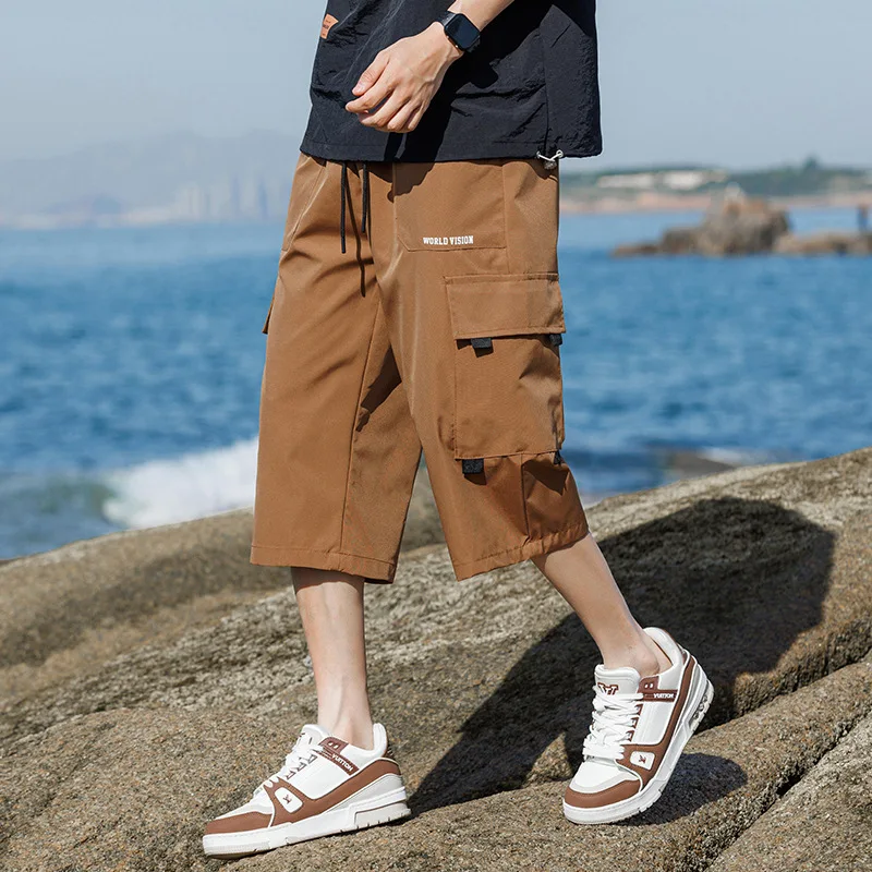 

Summer Workwear Pants Men 3/4 Shorts Man Large Size 8XL Men's Cropped Pants Men's Loose Outerwear Trendy Thin Style Mens Bottoms