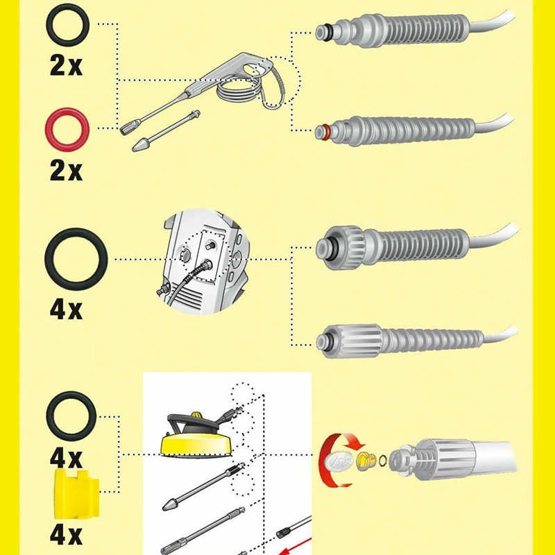 A46T O-Ring for Karcher K2 K3 K4 K5 K6 K7 Lance Hose Nozzle Spare O-Ring Seal 2.640-729.0 Rubber O-Ring Pressure Washer