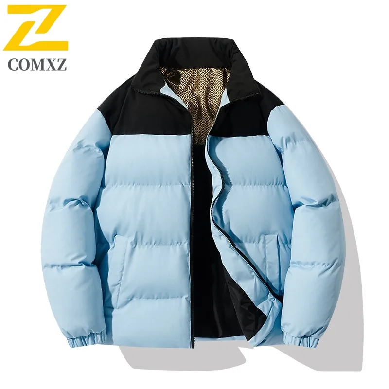 COMXZ سترة مبطنة بالقطن الدافئة سميكة وسيم الوقوف طوق السفر الفاخرة الحشو الكلاسيكية العمل الباردة والدليل على الرجال الشتاء سترة