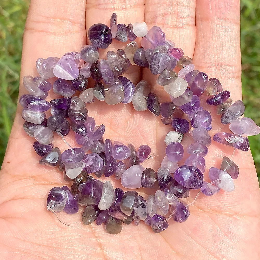 5mm-8mm Natural Amethysts Chips Beads Accessories For Needlework Jewelry Making 15inch Gravel Irregular Beads Diy Bracelets