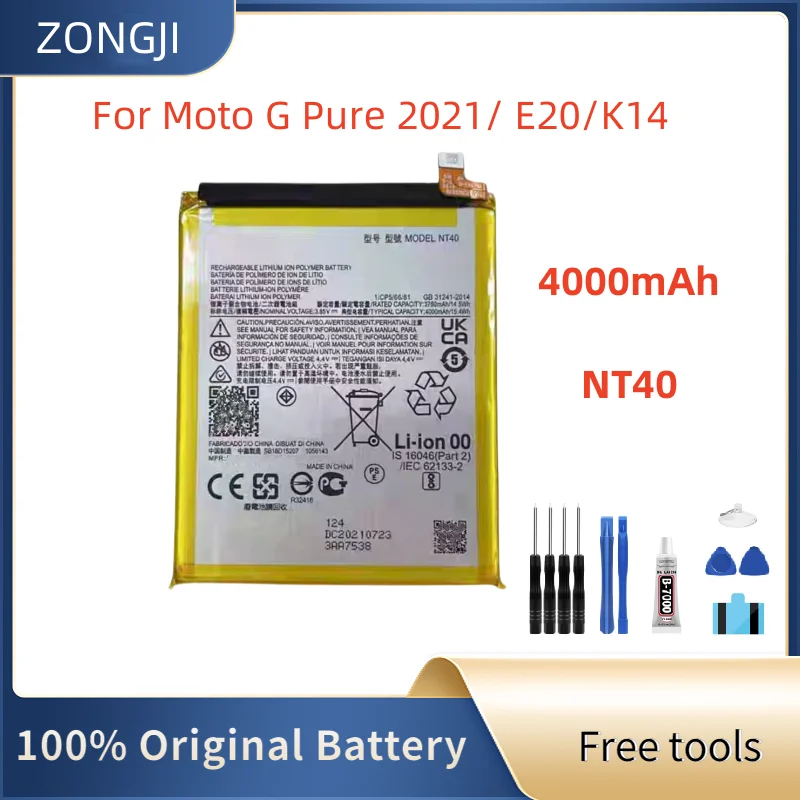 بطارية جديدة 4000mAh NT40 بطارية لبطاريات الهواتف الذكية Moto G Pure 2021 XT2163-4 + أدوات مجانية