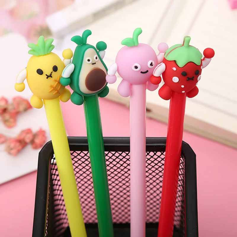 

20/60 Pcs Wholesale Fresh Fruit Neutral Pen Lovely Student Water-based Pen Creative Learning Stationery Office Signature