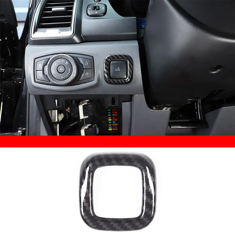 Für Ford Ranger Wildtrak T6 T7 T8 2015-2021 ABS Carbon-Faser Motorhauben-Schalterrahmen-Abdeckung Innenraum-Zubehör