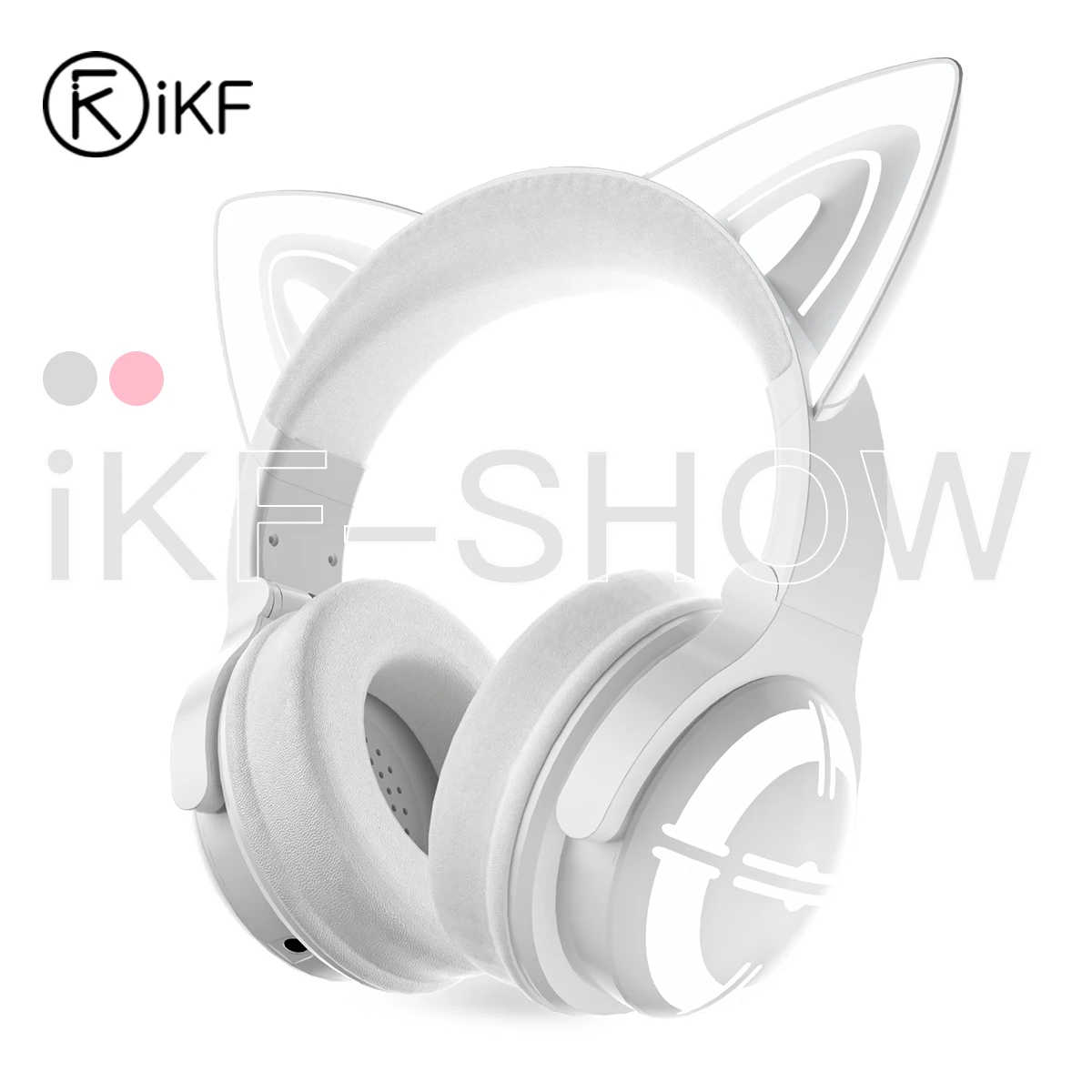 iKF Show Pro Cat Ear Wireless Gaming Headphone with Mic, Bluetooth V5.4, Light Effects Headset, HiFi Sound, Up to 120H Playtime