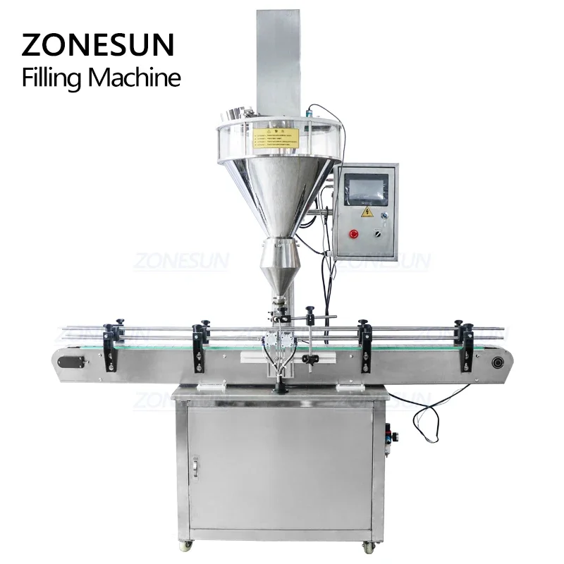 ZONESUN Automatic Dry Talcum Powder Can Filler Toner Detergent Powder Stirring Filling Machine Packaging Machinery