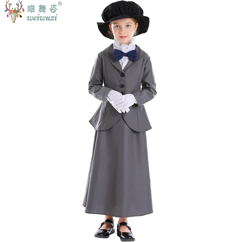 Niñas profesor chaqueta mágica disfraz de niñera niños uniformes para niños traje Mary Poppins Cosplay fantasía Halloween Mardi Gras vestir