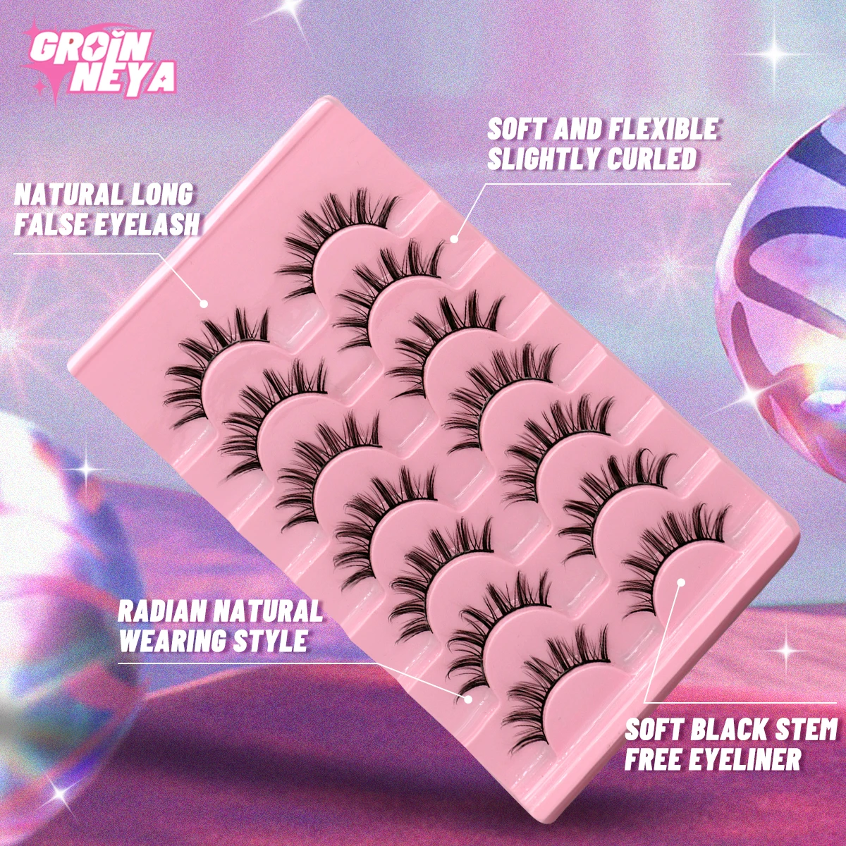 GROINNEYA 5/7 pairs Eyelashes  Manga Lashes  Natural False Lashes Fluffy Soft Cross  Fairy Little Devil Lashes Extension Makeup