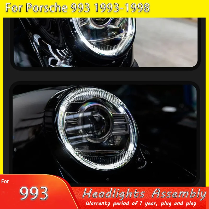 

Pair Headlights For Porsche 911 1993-1998 New Auto Headlamp Assembly 993 modified LED DRL with dual lens headlights Accessories