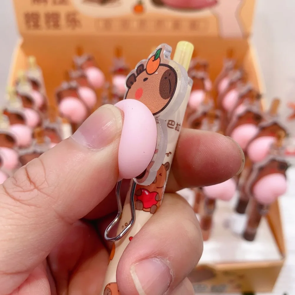 

Cute Black Ink Capybara Gel Pens Stationery Brown Happy Capybara Neutral Pen Cartoon 0.5mm Capybara Press Gel Pen Girl Gift