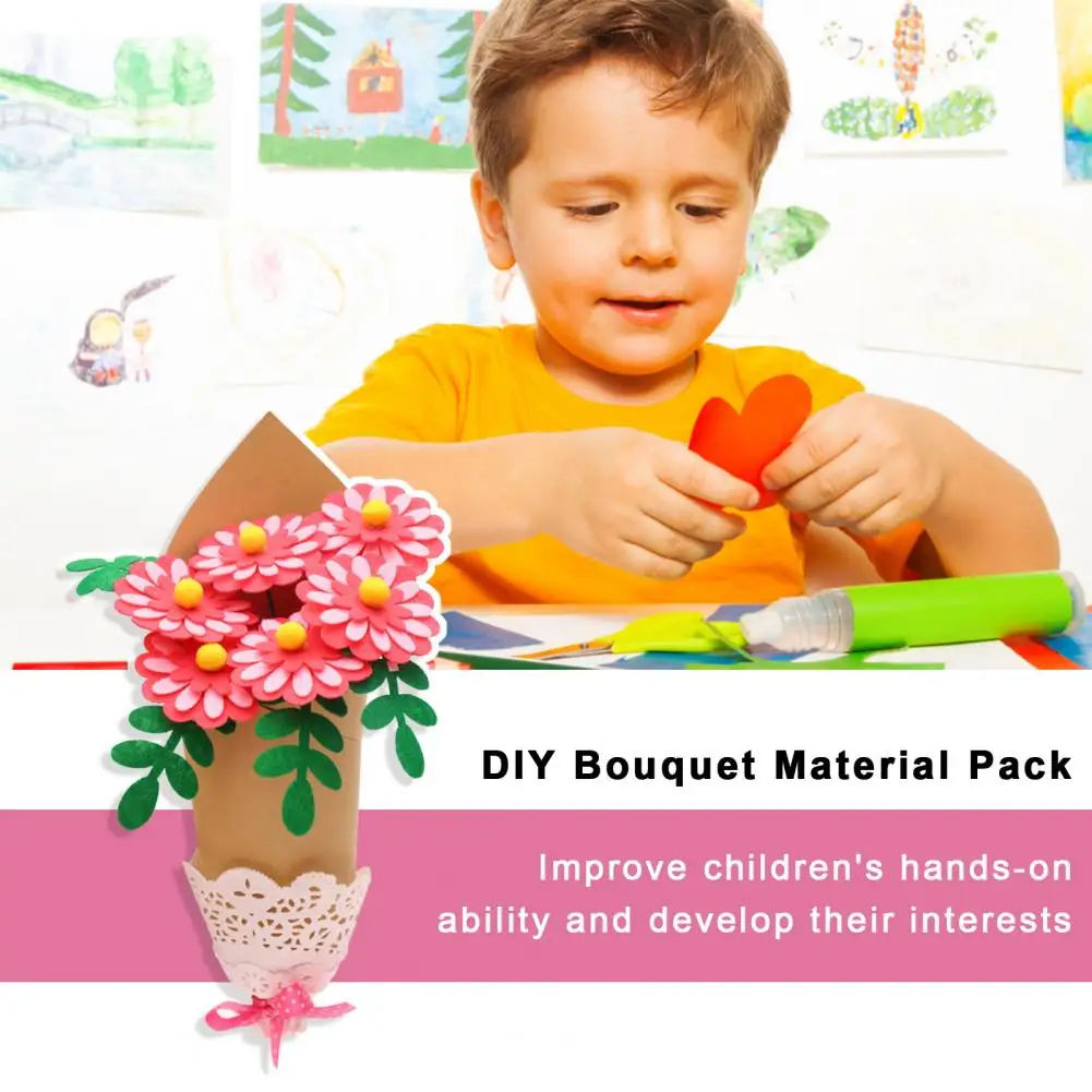 Non-woven Fabric Bouquet Eco-friendly Diy Flower Bouquet Kit for Kids Vibrant Colors Unique Texture Parent-child Toy Kids Diy