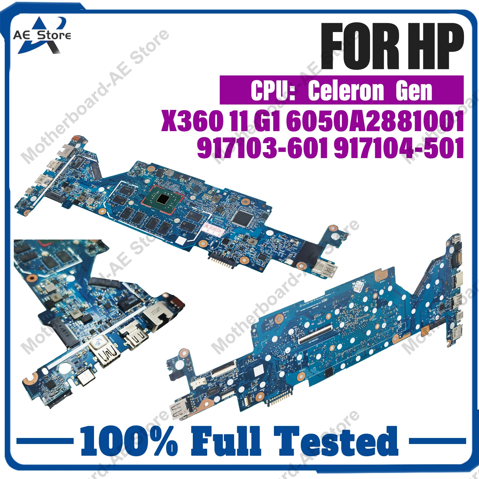 6050A2881001 For HP ProBook X360 11 G1 EE Laptop Motherboard 917103-601 917104-501 With N3350 N3450 N4200 4G/8G RAM 0G/64G SSD