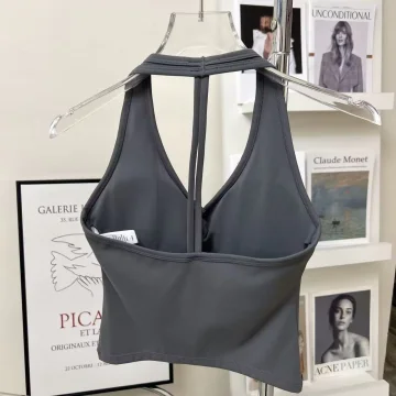 Women's Sexy V-Neck Fitness Bra Nude Sports Bra Hanging Neck Yoga Suit Vest Comfortable Breathable Gym Top for Active Wear view 6