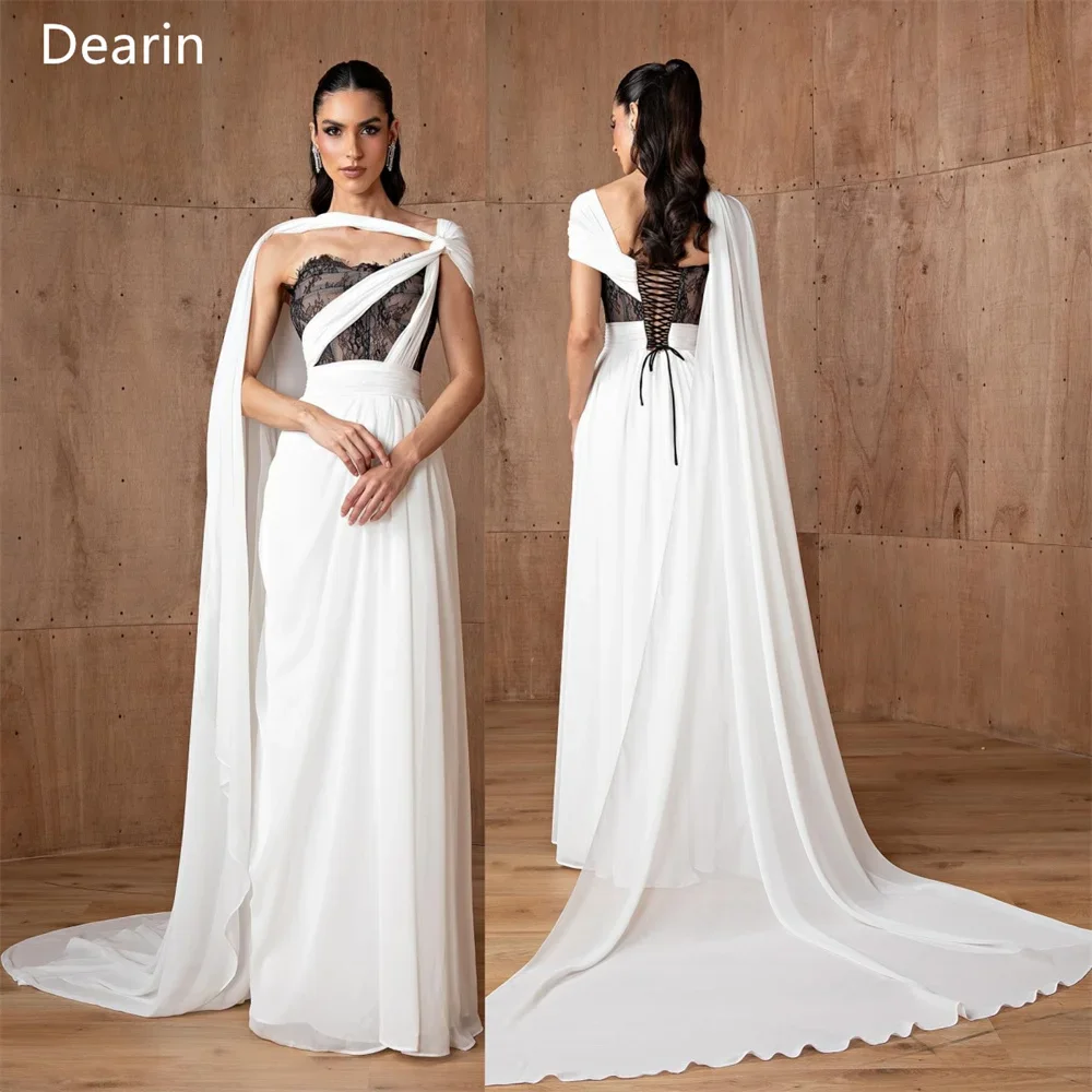 Customized Evening Gown Dearin One Shoulder A-line Floor Length Skirts Draped Knot Layered Tulle Bespoke Occasion Dresses Saudi