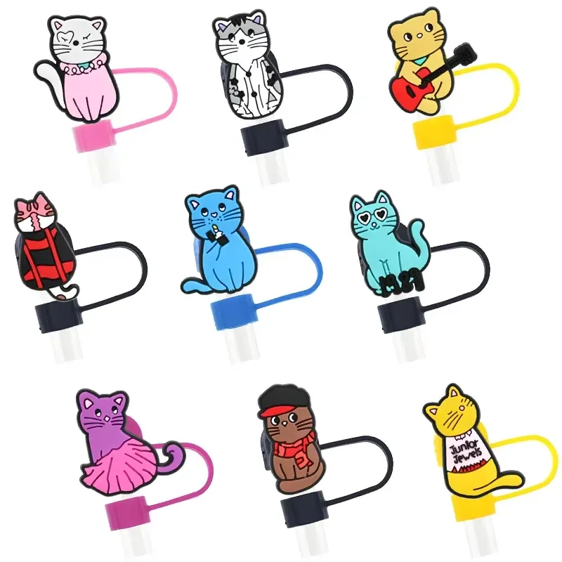 Cartoon Character Anime PVC Straw Toppers Reusable Dust Covers For Adults Drinkware Accessories
