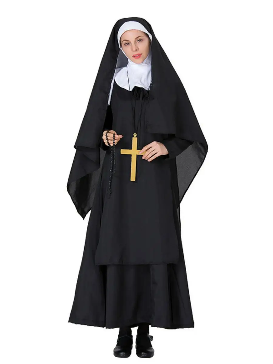 Nuovo costume da spettacolo loween Mary e Nun Priest Ball Performance Abbigliamento Costume di scena etnico Faion da donna