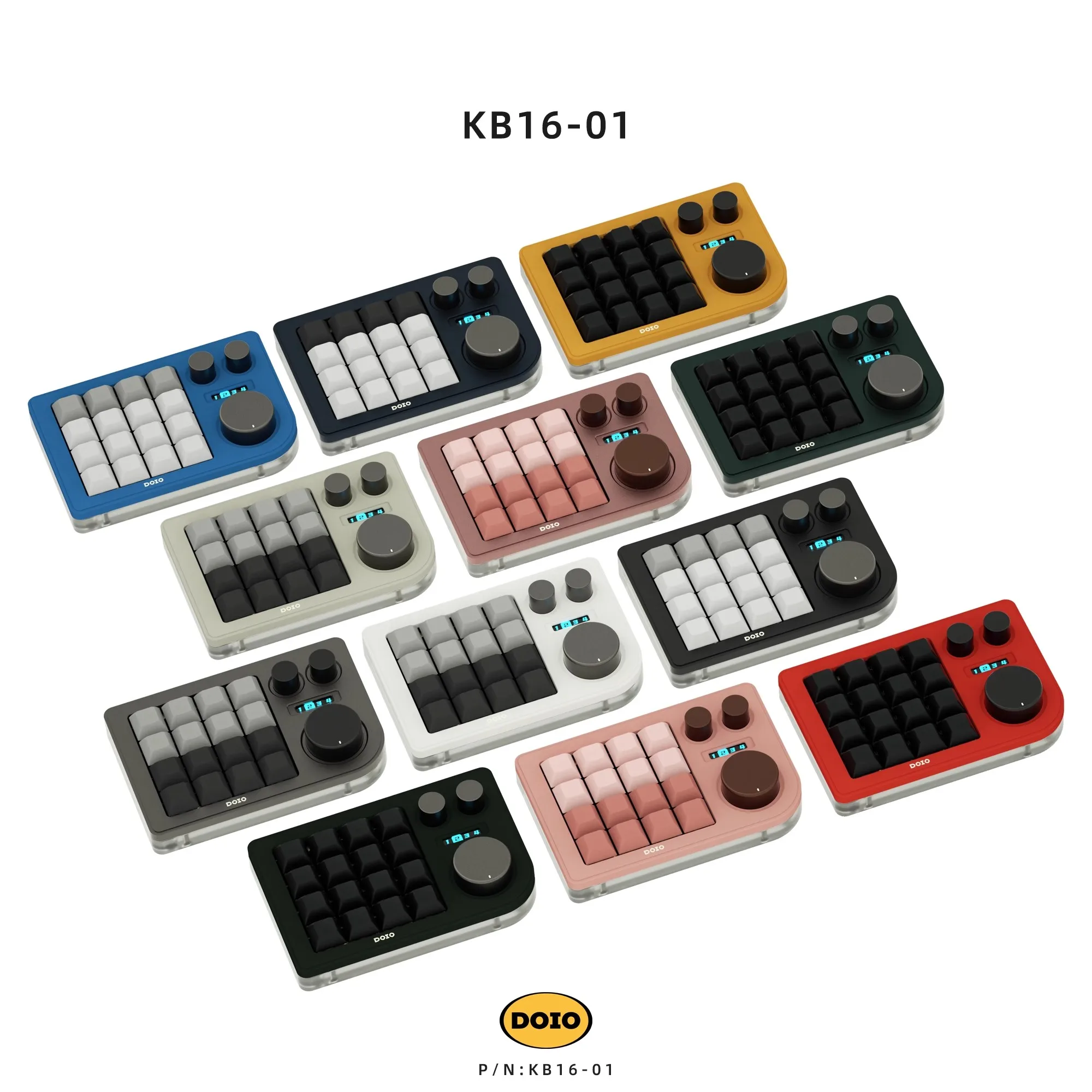 Doio Kb16-01 Mini Keyboard 16 Keys Wired Mechanical Keyboard 3 Knob Customized Keyboard Accessory For Computer Gamer Designer