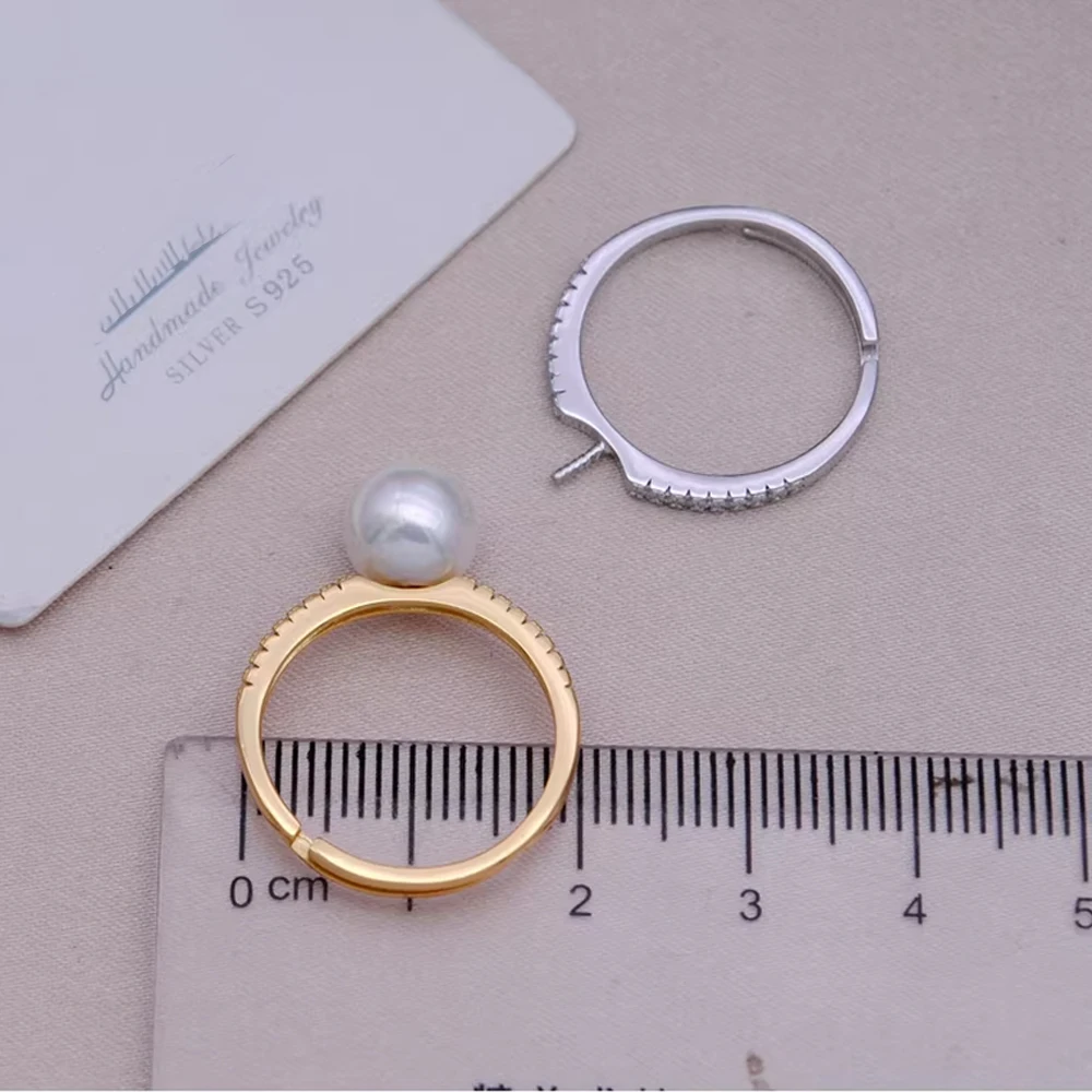 

2 шт. регулируемые основы для колец с жемчугом, латунные заготовки для крепления жемчужин 8-12 мм, полупросверленные бусины для создания женских украшений своими руками