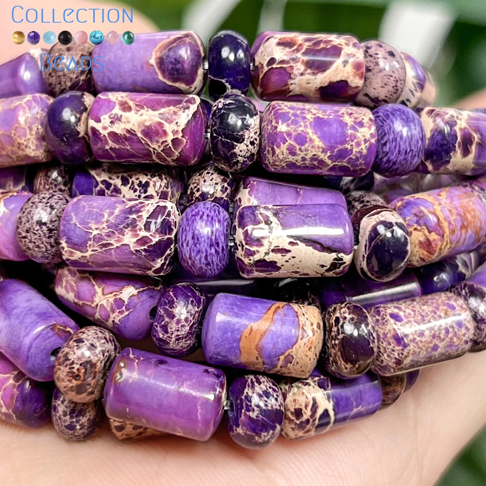 Jaspe sédiments de mer violet naturel 4x6x10mm, perles d'espacement amples pour la fabrication de bijoux, accessoires de collier et de bracelet à bricoler soi-même