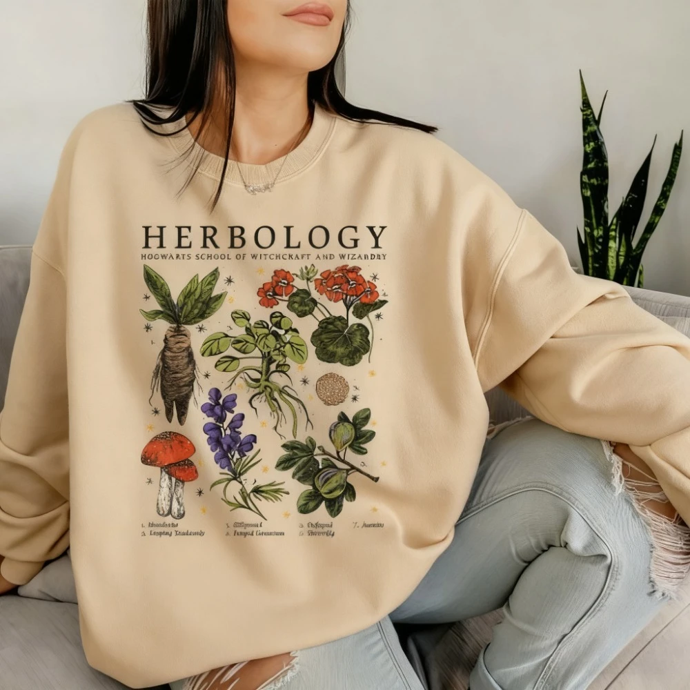 

Толстовка для любителей растений, толстовка с цветами, пуловер для любителей растений, спортивный костюм Cottage Core, ботанический пуловер, темная академическая толстовка