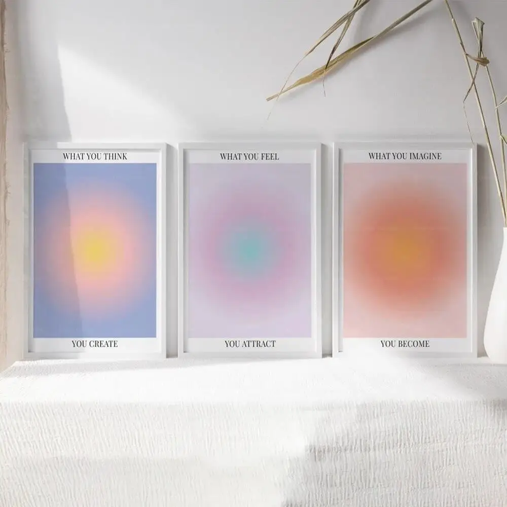 Nordic Aesthetic  Aura Energy Spiritual Gradient Y2K Affirmation Wall Art Canvas Painting Posters For Living Room Home Decor