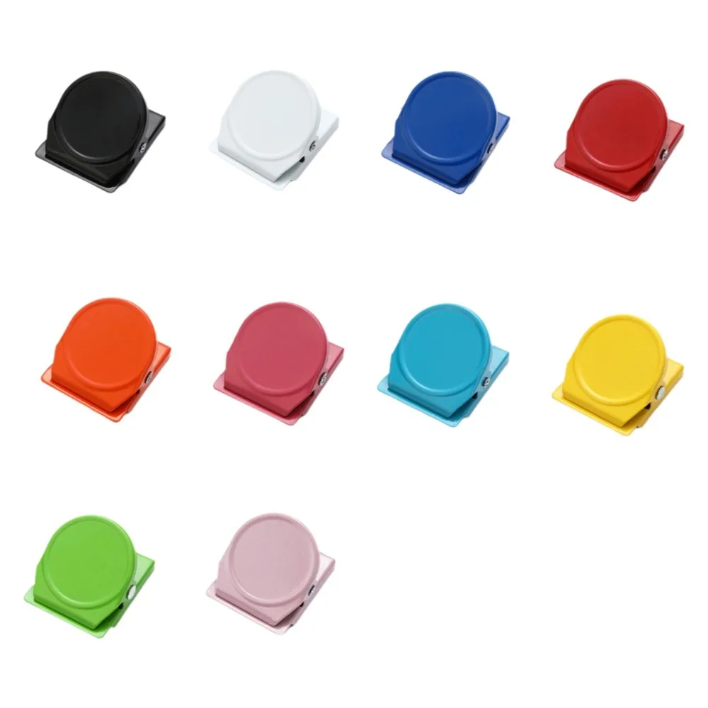 

10PCS Multi-functional Metal Magnetic Paper Clip Colorful Round/Square Mini Magnet Clamp Decorative Shopping List Clip Office