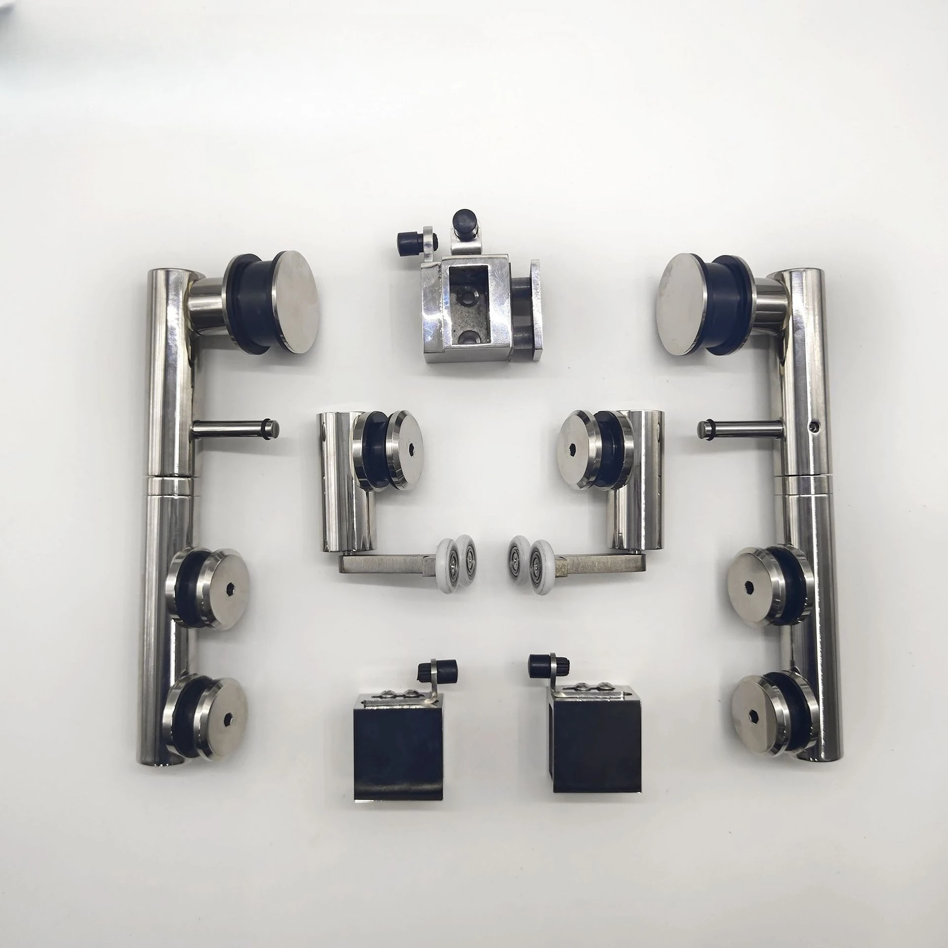 Side Mounted Simple Shower Room Frameless Glass Sliding Door Pulley Set Sliding Door Slide Rail Crane Swing Stopper Hardware