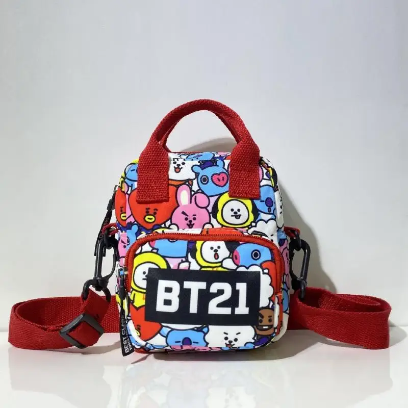 Anime Cartoon Bt21 Canvas Messenger Bag Shoulder Bag Chest Bag Outing Leisure Travel Shoulder Bag Mobile Phone Bag Gifts