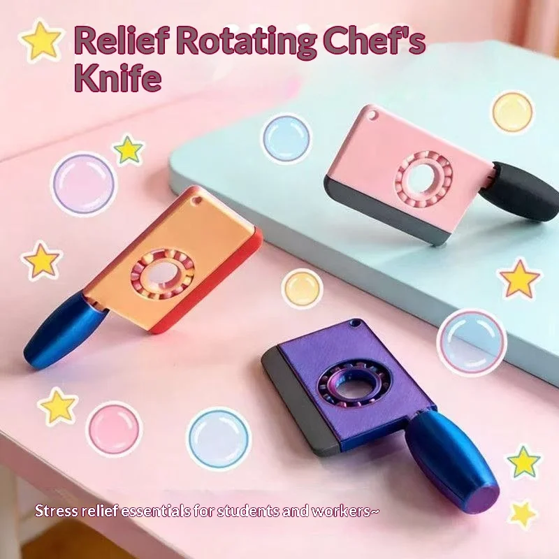 

3D Printed Rotating Cutter Fidget Spinner,Creative Funny Kitchen Knife Shape Toy,Stress Relief Desk Ornament for Office