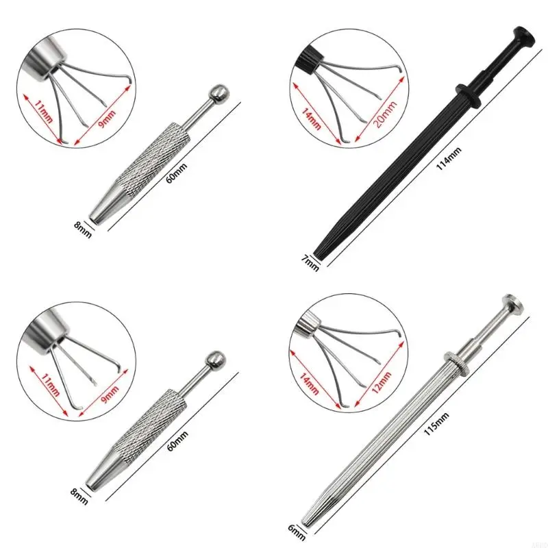 A6hd piercing bola grabber ferramenta pegar ferramenta com 4 pinos titular pinças garra diamante para peças pequenas captador