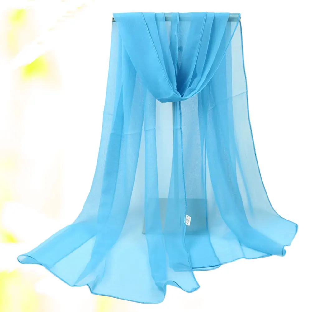 

Sunscreen Scarf Solid Color 180X70Cm Sky- Protection Beach Travel Shawl Dual Purpose Women Accessories
