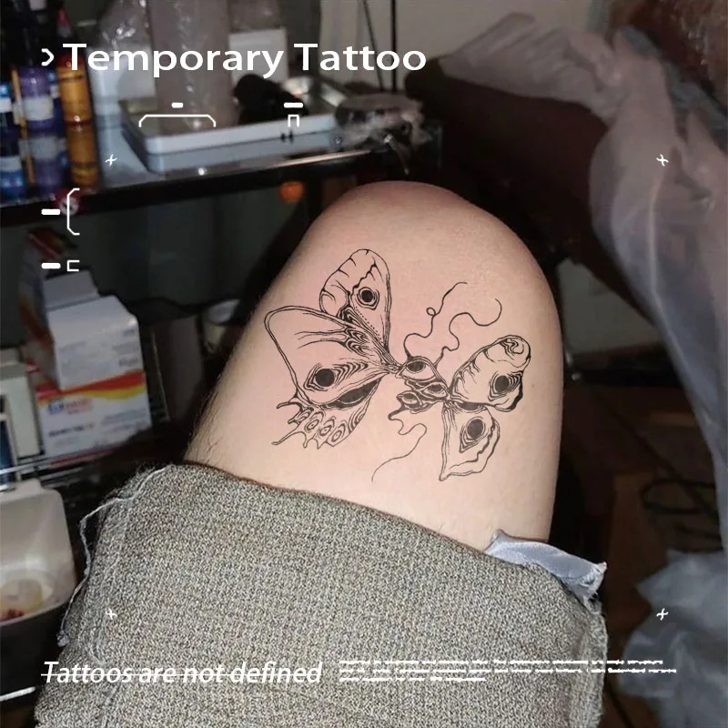 

Temporary Tattoos Gothic Moth Butterfly Herbal Juice Tattoo Sticker for Men Women Long-lasting Waterproof Tattoo for Halloween