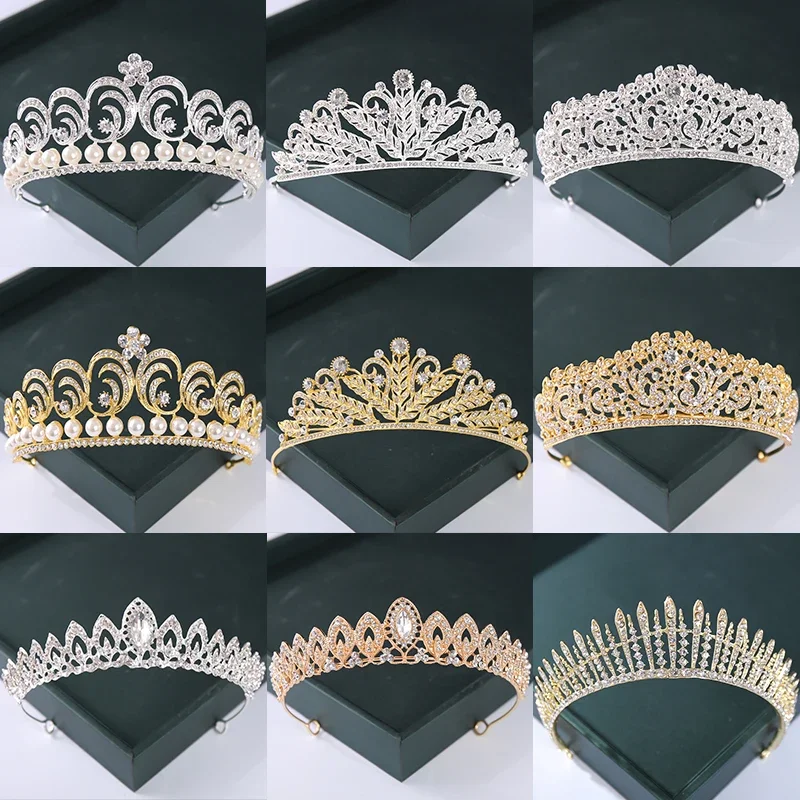 Diadema e corone di cristallo Color oro argento alla moda perla regina principessa diadema di nozze nuova vendita calda accessori per capelli da