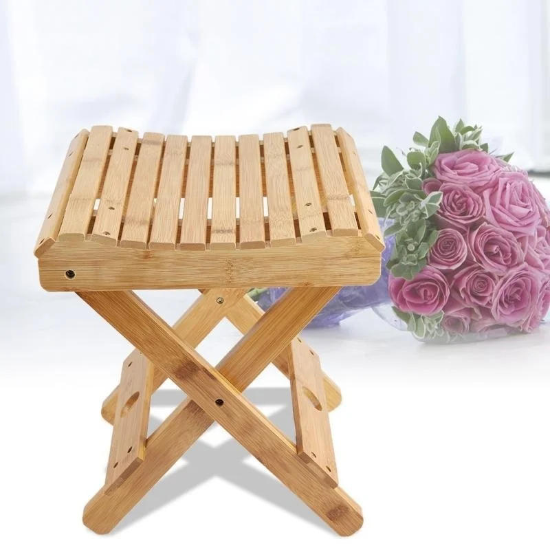 2022 fashion Multi-function Collapsible Wooden Bamboo Stool Sutiable For Shower