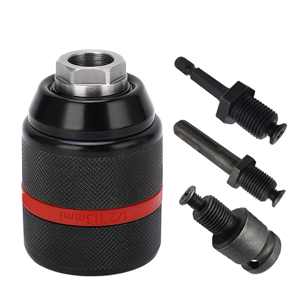 4pcs/set,New 2~13mm Ratchet Self-lock Drill Chuck,with Shank,1/2-20UNF Thread,Metal Keyless Chuck,for Bits Screwdiver Tap&Socket