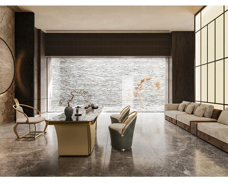 Rock slab tea table modern office tea table design