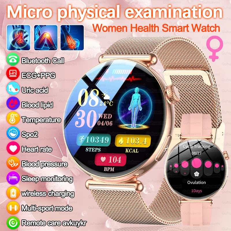 

Women Micro Physical Examination Smartwatch 1.32-inch AMOLED Screen Call Sport Watch Blood Pressure ECG Health Smart Watch Woman