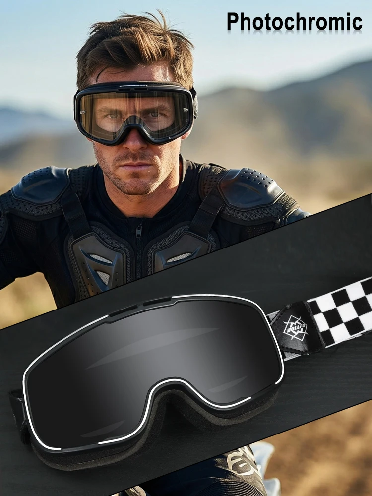 AliExpress BOLLFO Photochromic Motorcycle Goggles Motorbike Eyewear OTG UV Protection Auto-tinting ATV Glasses Windproof Dirt Bike Goggles