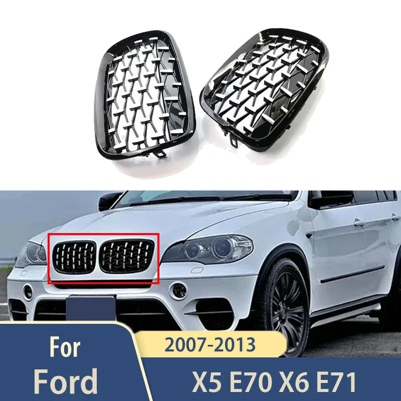 

Car Racing Grille Accessories For BMW X5 E70 X6 E71 2007 2008 2009 2010 2011 2012 2013 Front Kidney Grill Diamond Style Parts
