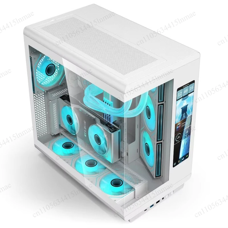 Tempered Glass Digital Sea View 360 Water Cooled High Airflow for ATX PC Case CH1 + -