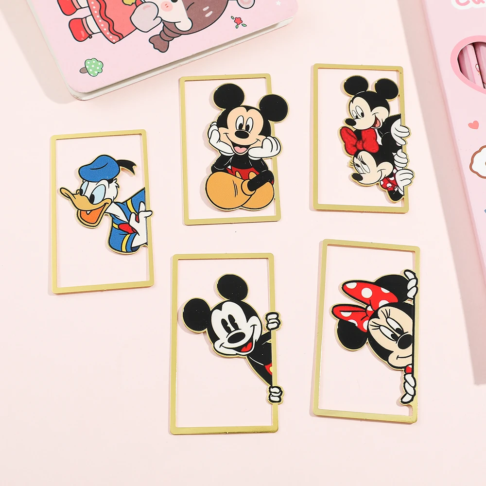 Mickey Mouse Minnie Metal Bookmark Cartoon Kawaii Anime Ambitus Copper Book Page Mark Reading Learning Tool Stationery Gifts