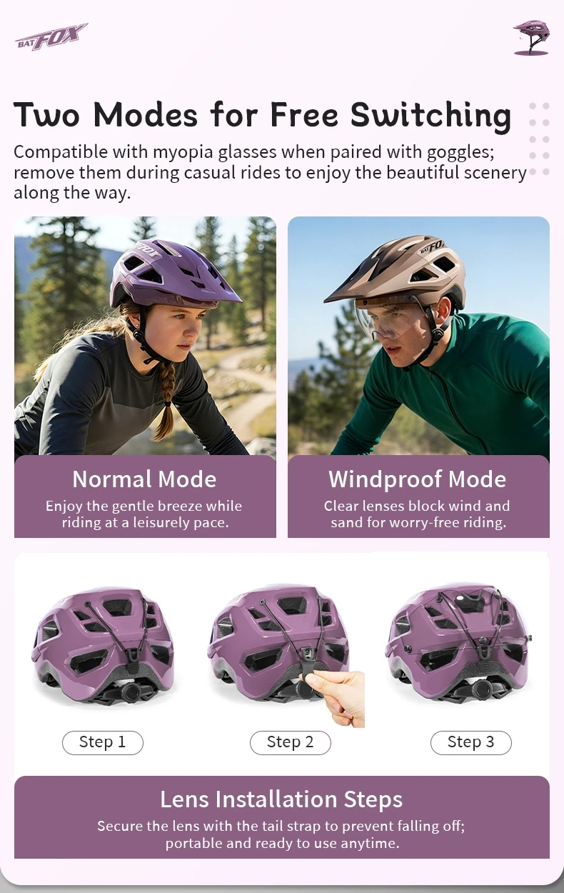 BATFOX Mountainbike-Helm mit Magnetvisier, Ultraleicht, Verstellbare Passform, Rennrad- und MTB-Fahrradhelm für Männer und Frauen, E-Bike-Ausrüstung – Detail 6