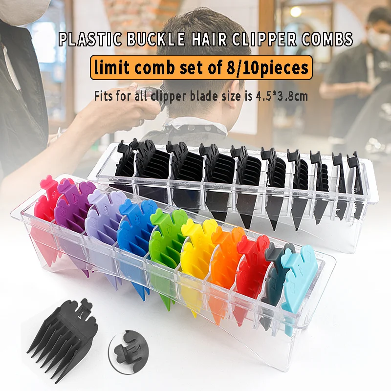 8/10Pcs Colorful Plastic Men Hair Clipper Limit Comb Salon Barber Cutting Guide Replacement Attachment Hair Trimmer Styling Tool