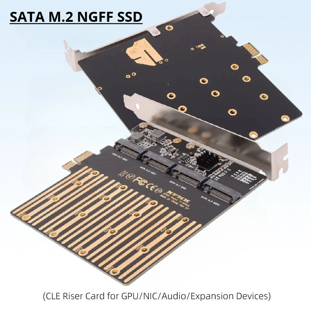 

ASM1064 Chip PCIe X1 To 4-port SATA M.2 NGFF SSD Adapter Expansion Card PCI-E M.2 Adapter Riser Card For PCI Express 5.0/4.0/3.0