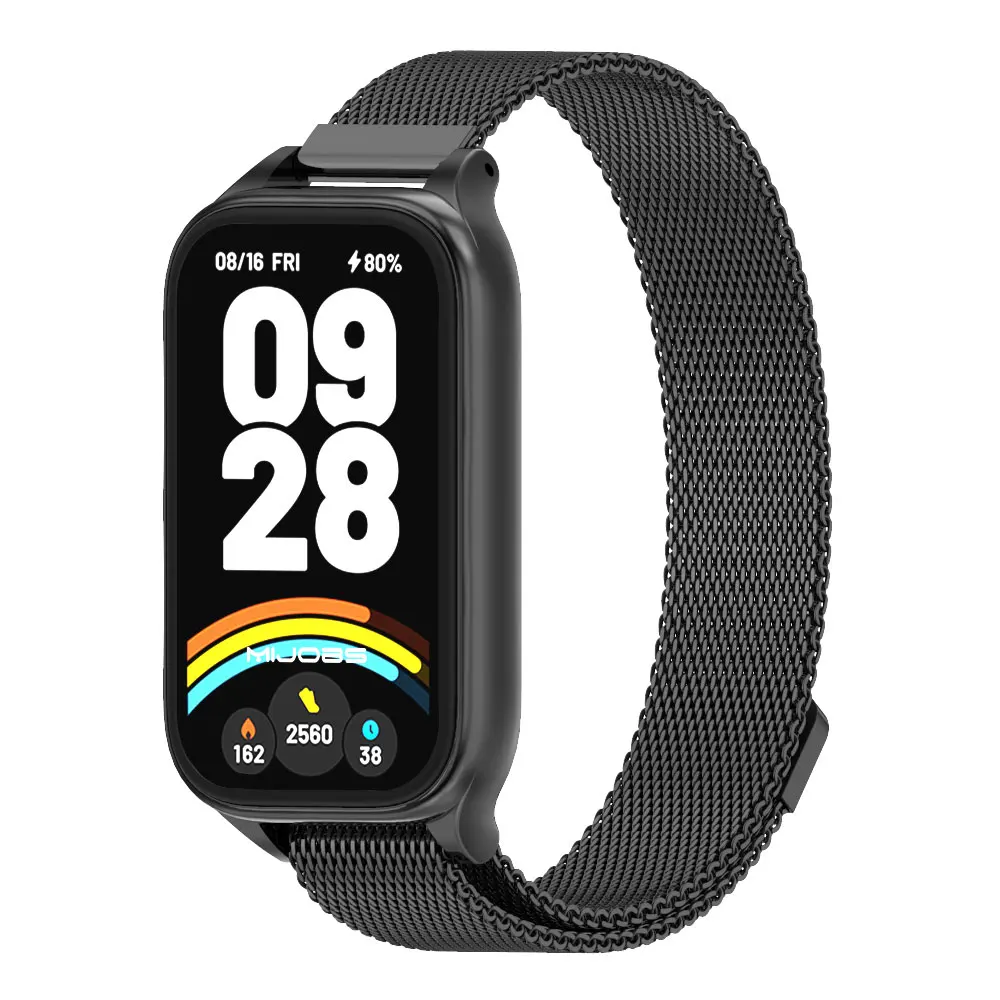 حزام لـ Mi Band 9 سوار معصم نشط لـ Mi Band 8 Active سوار ساعة معدني من الفولاذ المقاوم للصدأ لاستبدال Redmi Band 2