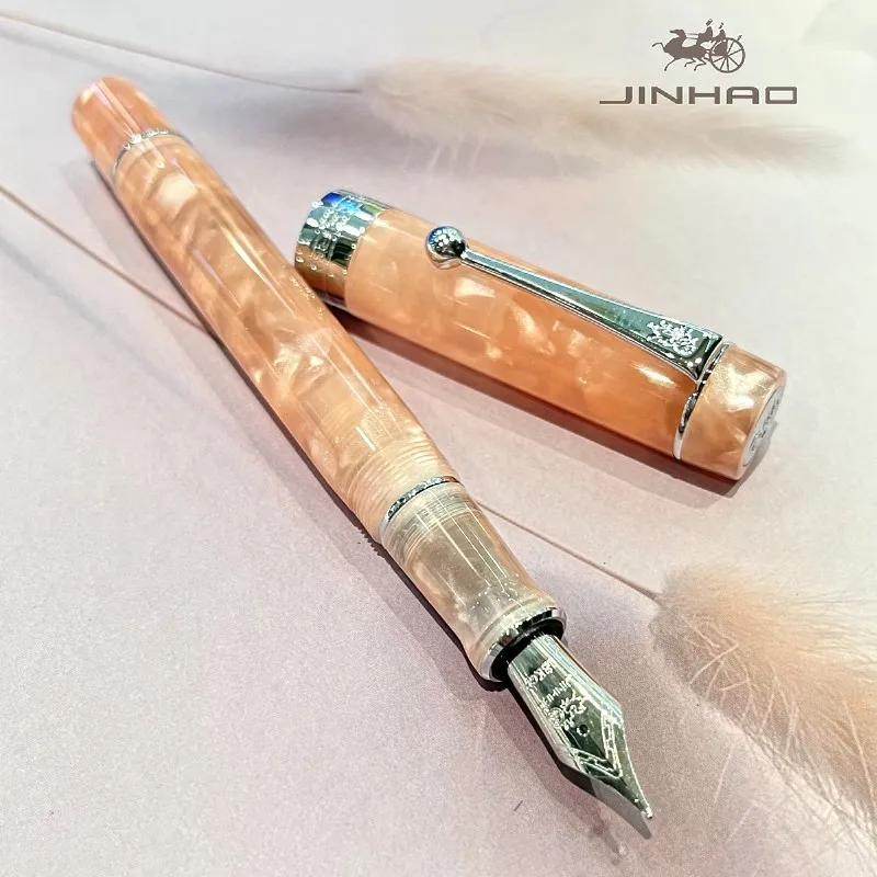 Jinhao 100 Acryl-Füllfederhalter aus Metall mit silbernem Kugelclip, klassischer, glatter Executive-Signaturstift, perfekt für die Sammlung – Detail 5
