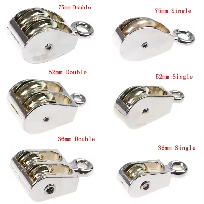2pcs 36mm Fixed Pulley Zinc Alloy Metal Sheave Crown Block And Tackle Lifting Wheel Mini Single/Double for DIY Projects